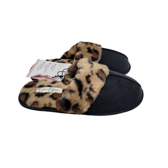 Jessica Simpson Leopard Print Memory Foam Slippers M (7-8) Womens Faux Fur - Picture 4 of 8